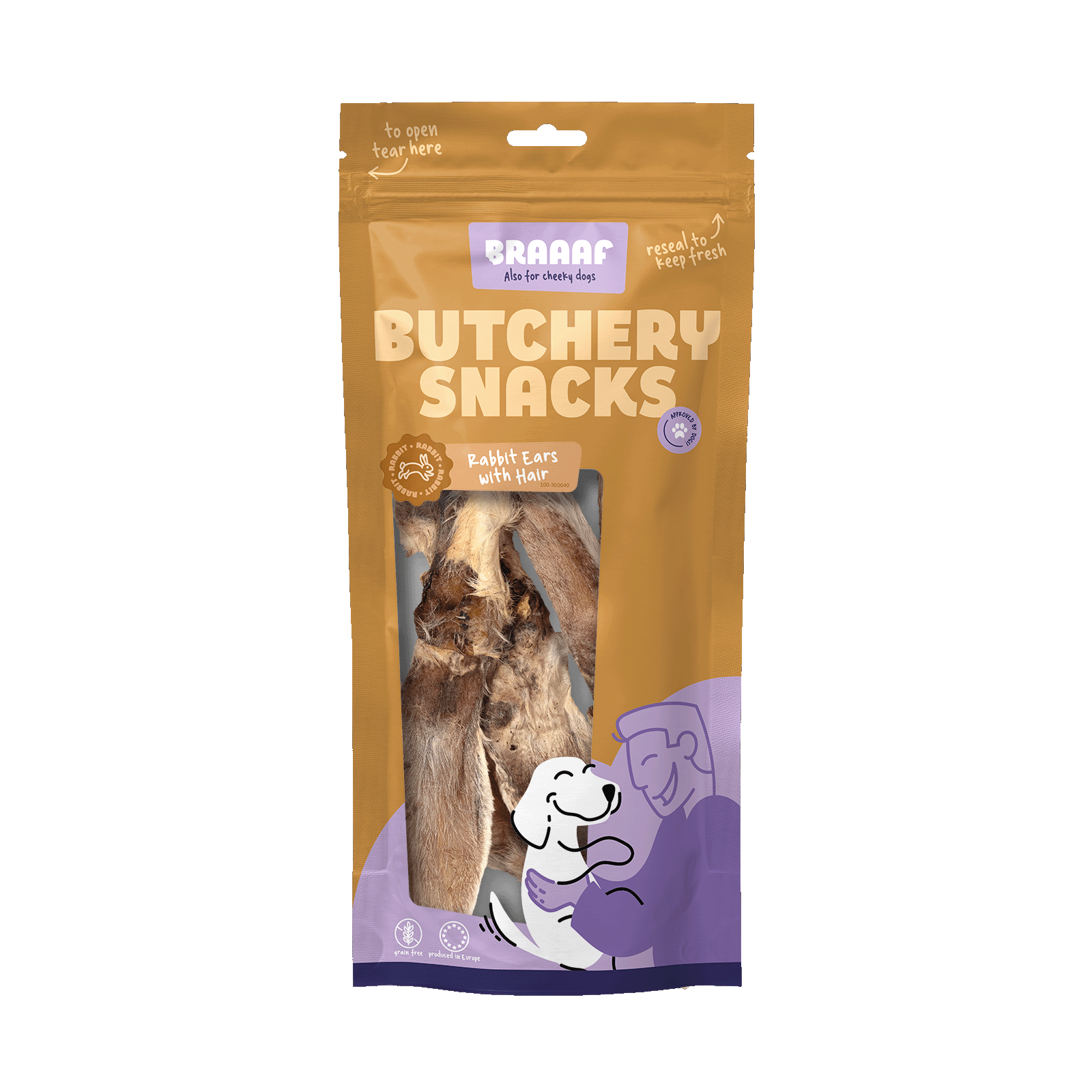 Braaaf Butchery Snacks Kaninchenohren mit Haaren 80 g