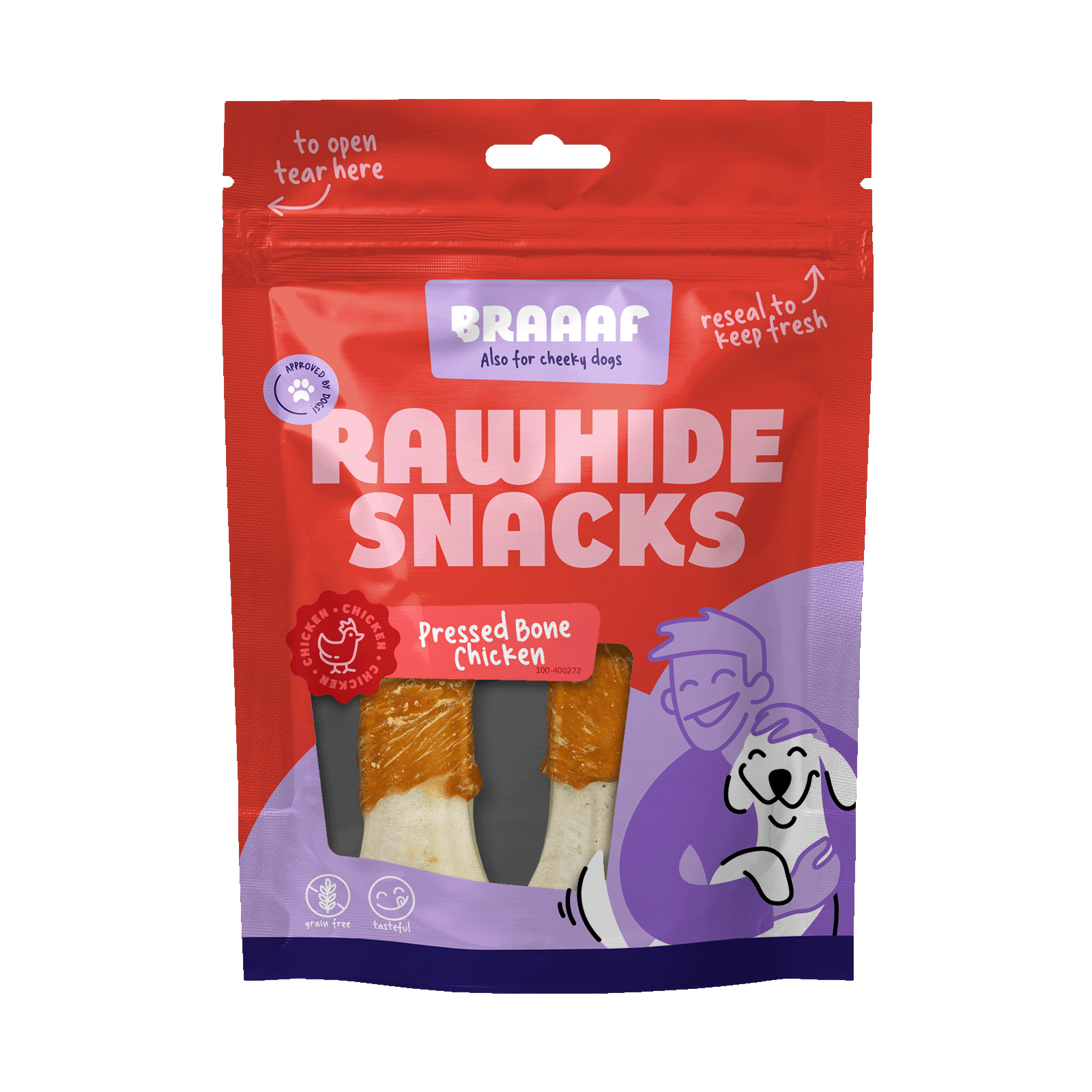 Braaaf Rawhide Pressed Bone Huhn - 12,5 cm