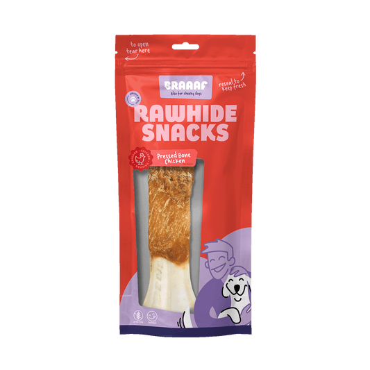 Braaaf Rawhide Pressed Bone Huhn - 20 cm