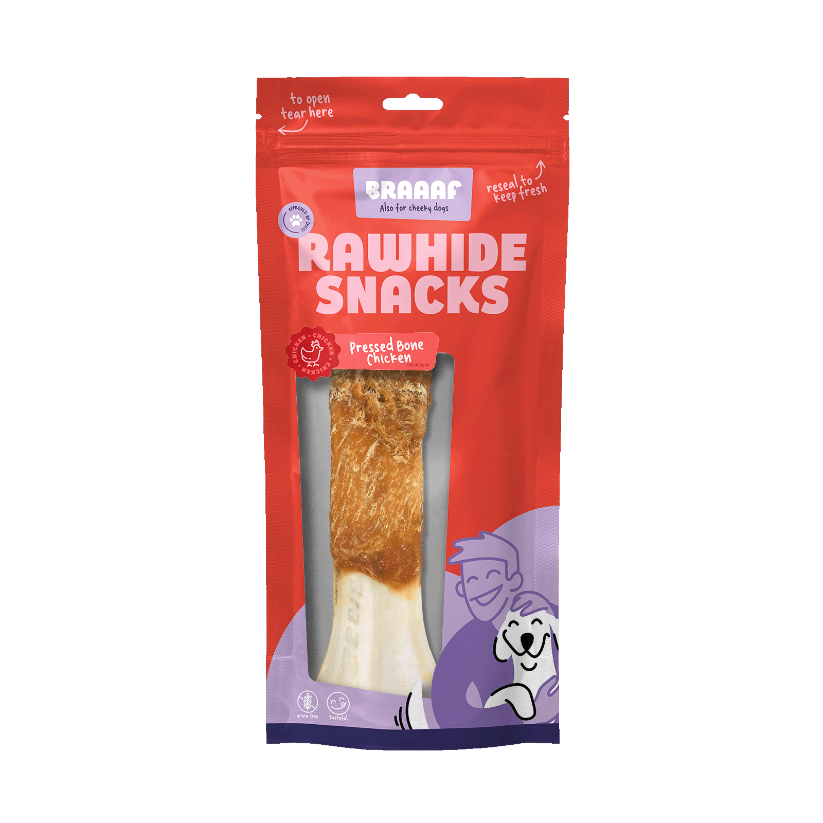 Braaaf Rawhide Pressed Bone Huhn - 20 cm