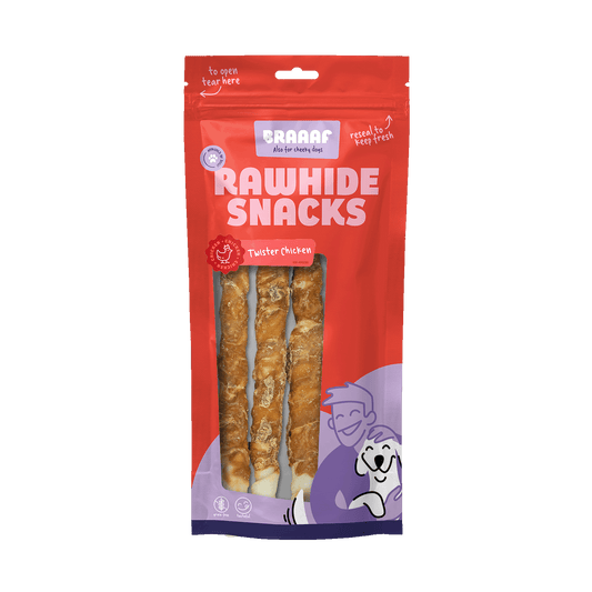 Braaaf Rawhide Twister Huhn (3 St.) - 25 cm