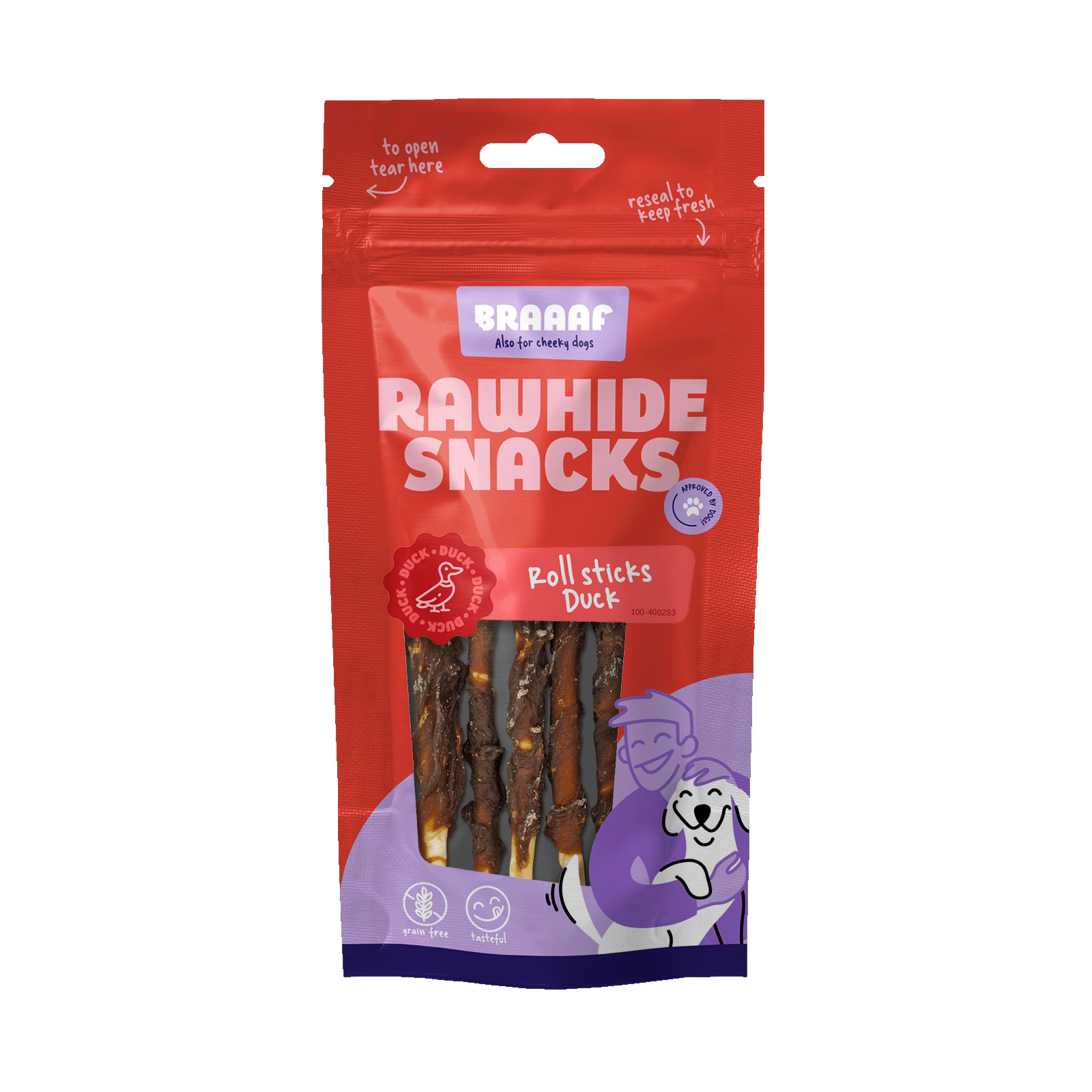 Braaaf Rawhide Roll Sticks Ente - 8 St.