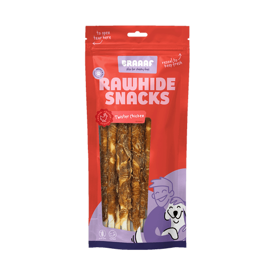Braaaf Rawhide Twister Huhn (8 St.) - 25 cm