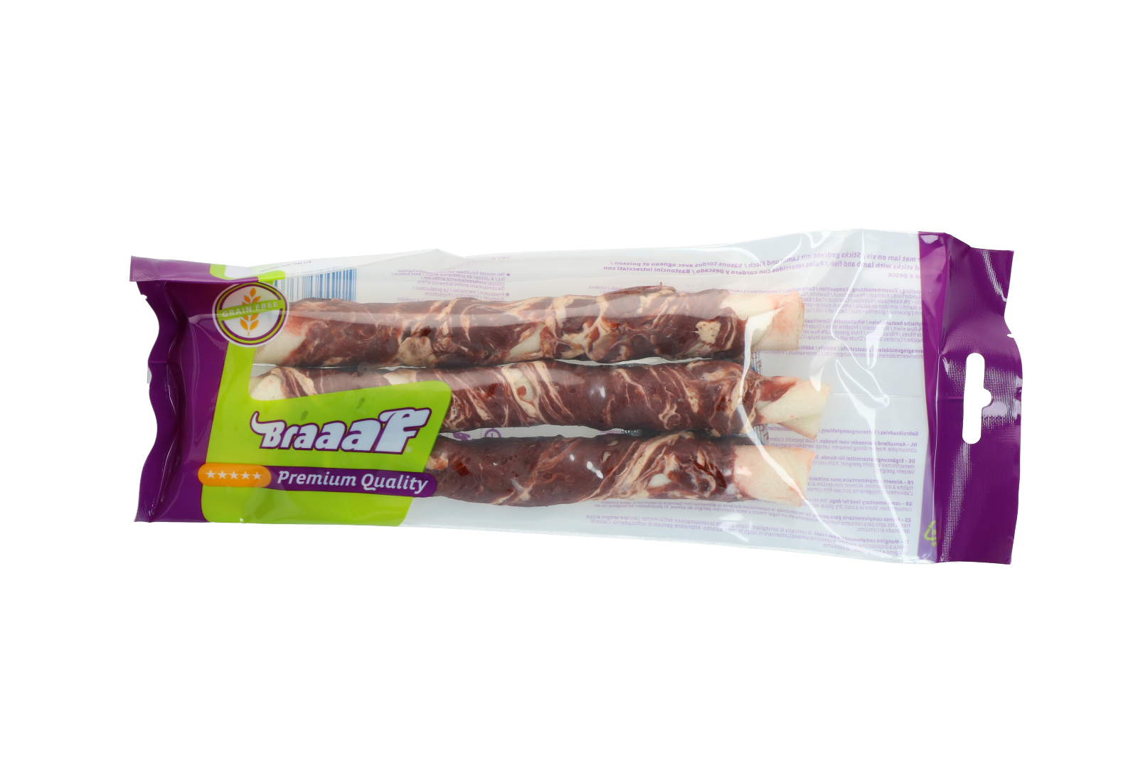 Braaaf Rawhide Twister Lamm & Fisch (3 St.) - 21 cm