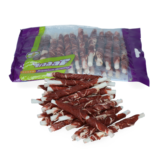 Braaaf Rawhide Roll Sticks Rind & Fisch - 25 St.