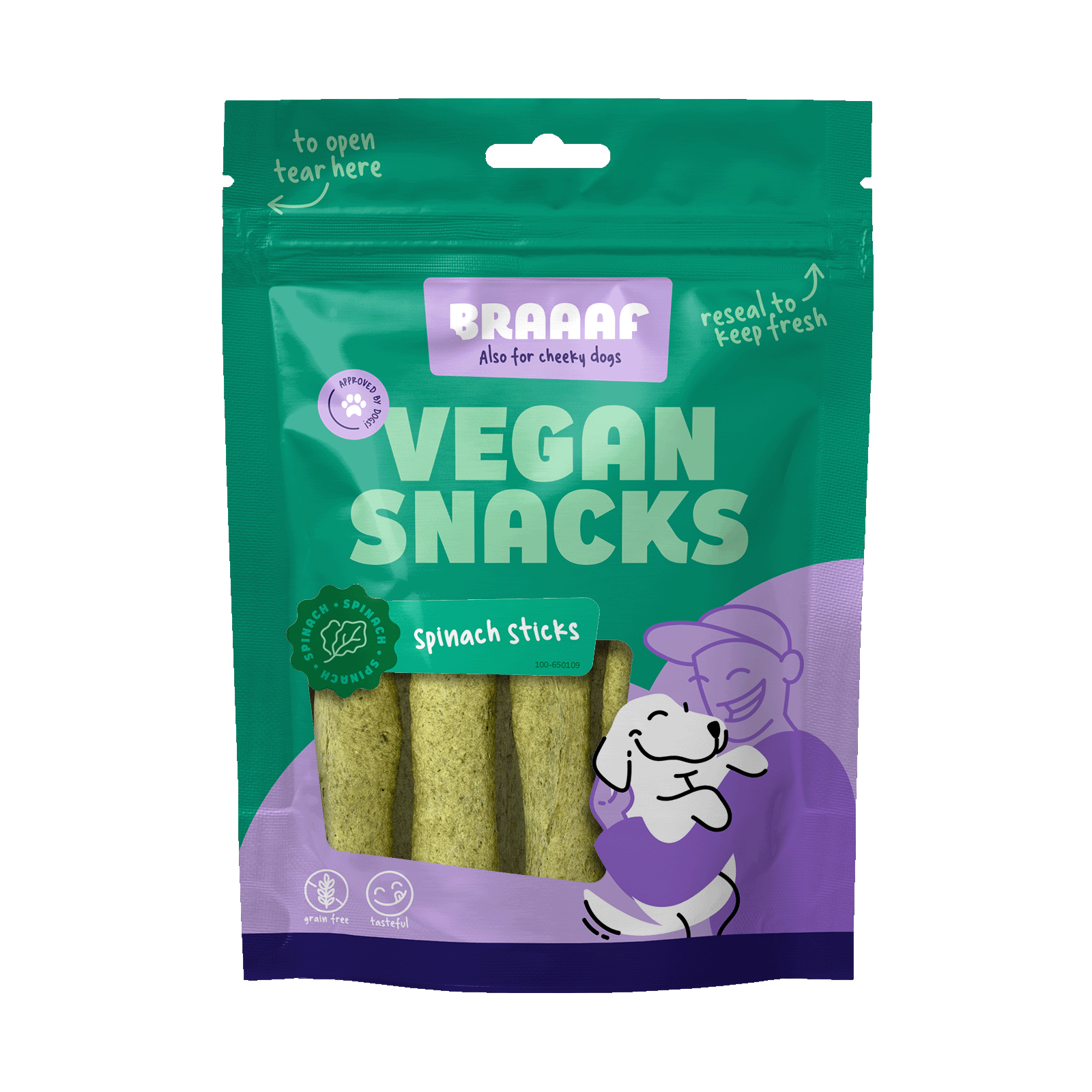 Braaaf Vegan Snack Spinat Stick - 12 cm