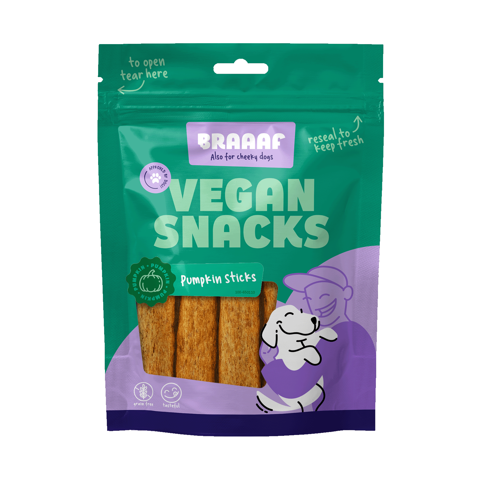 Braaaf Vegan Snack Kürbis Stick - 12 cm