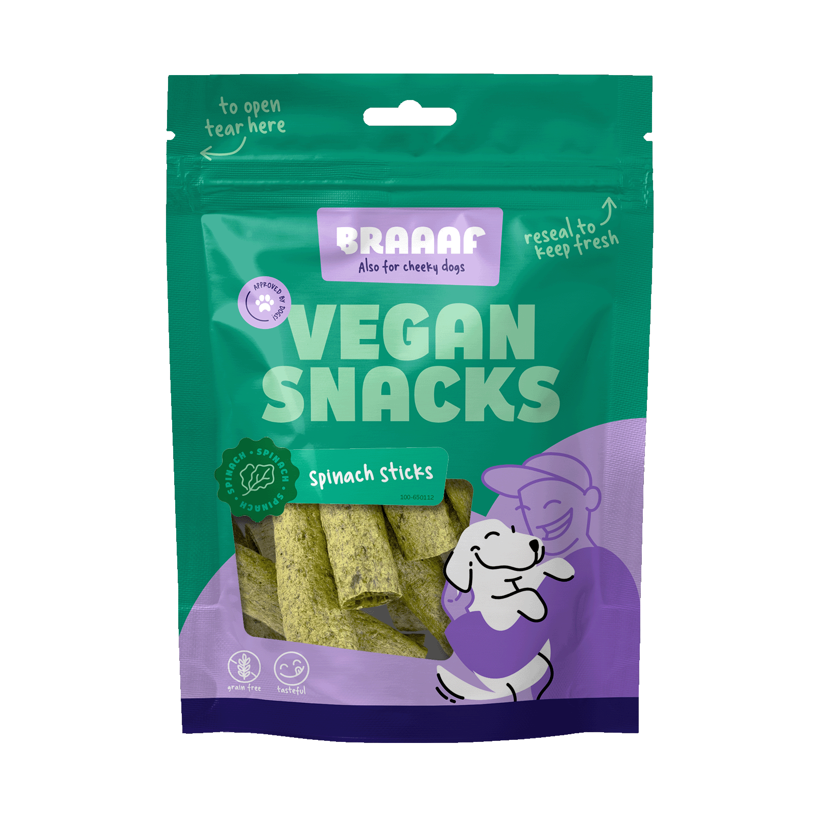 Braaaf Vegan Snack Spinat Stick - 6 cm