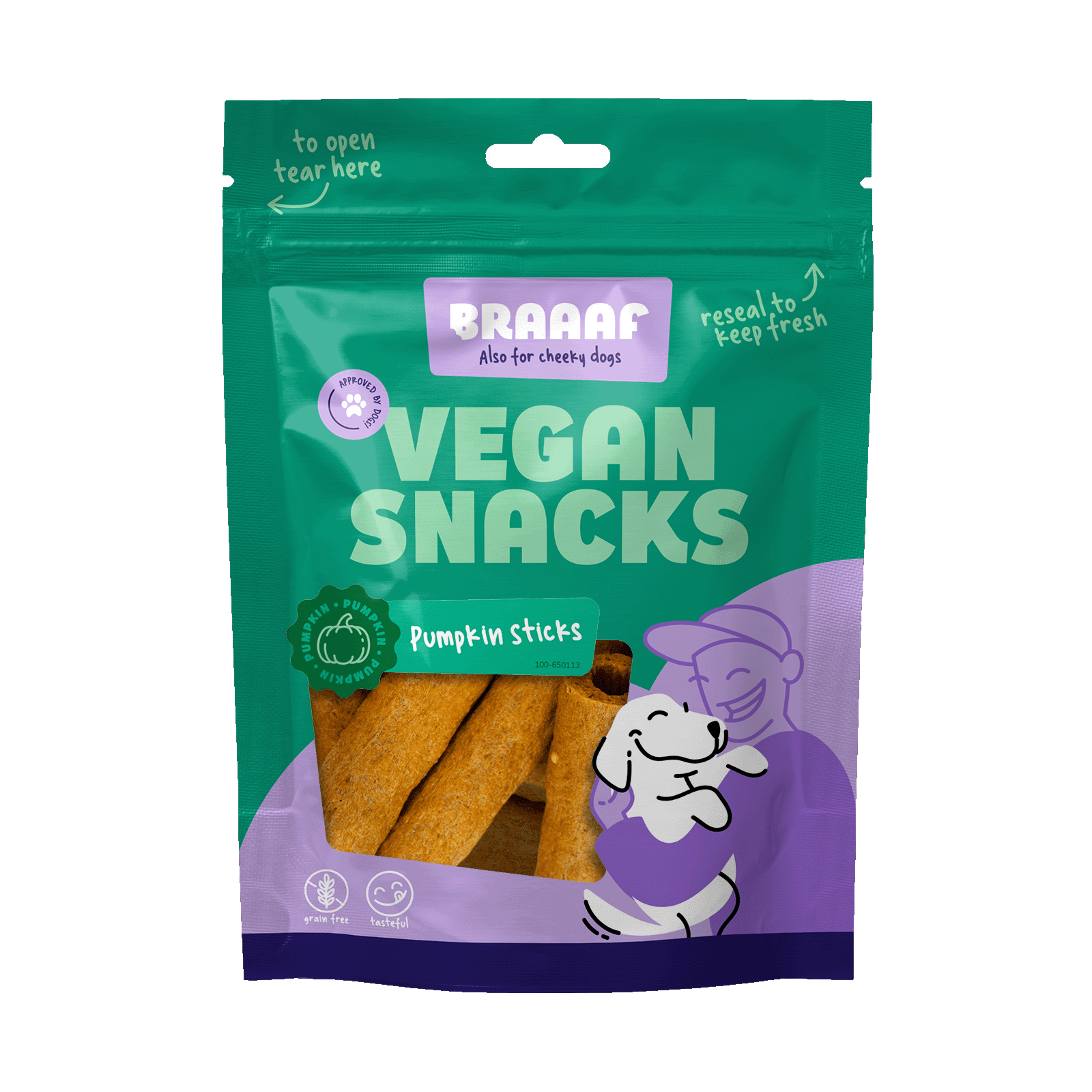 Braaaf Vegan Snack Kürbis Stick - 6 cm