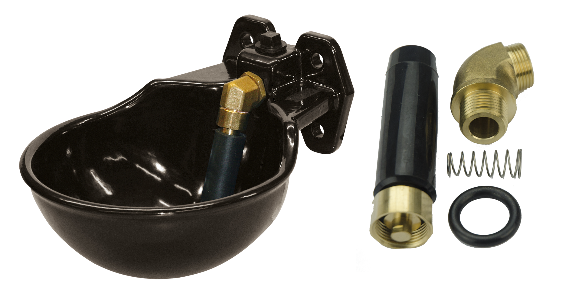 Tränkebecken + Rohrventil emailliert Stange separat