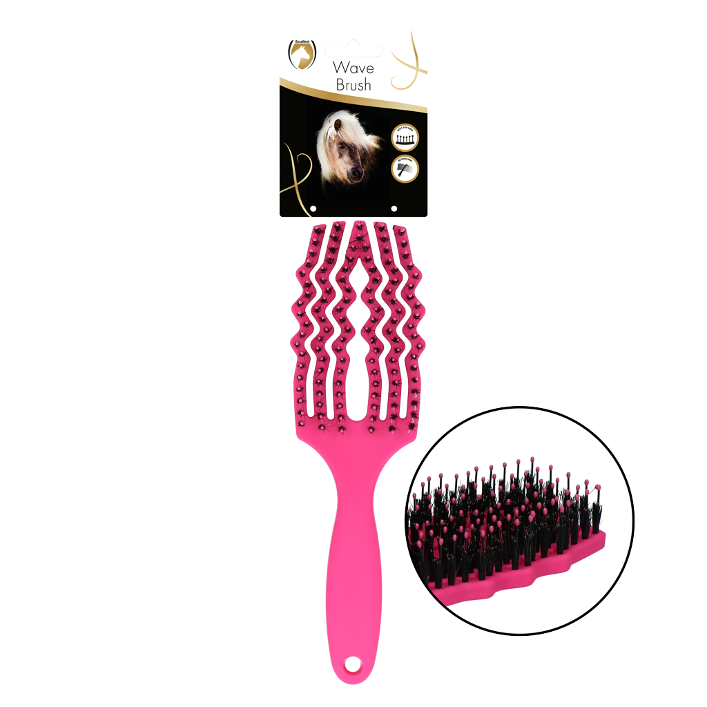 Excellent Horse Wave Brush Black rosa